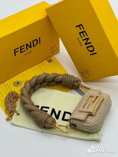 Новая женская соломенная сумка Fendi Baguette