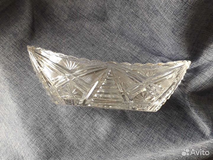 Хрустальная ваза конфетница ладья СССР