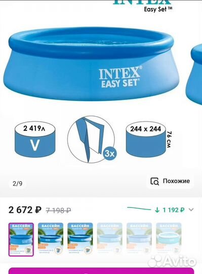 Надувной бассейн 2500 литров новый