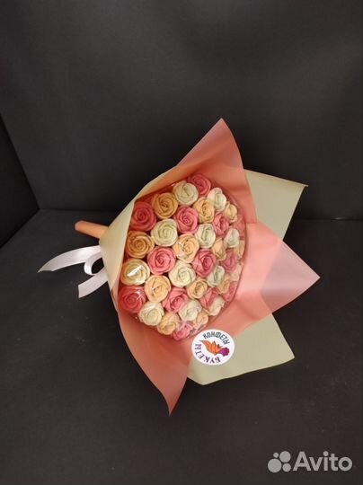 Розы из Белого Шоколада - 37 шт в Букете