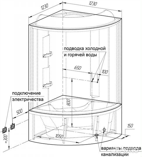 Душевая кабина 128х128х233 Radomir Лаура K2 1-0