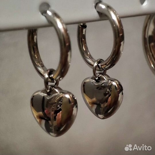 Серьги конго с сердечками