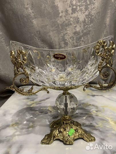 Ваза хрустальная на бронзе