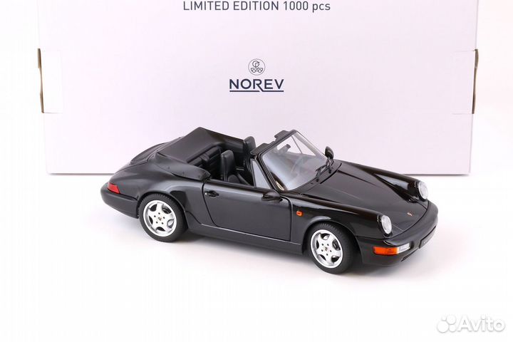 1/18 1990 Porsche 911 (964) Carrera 4 кабр черный