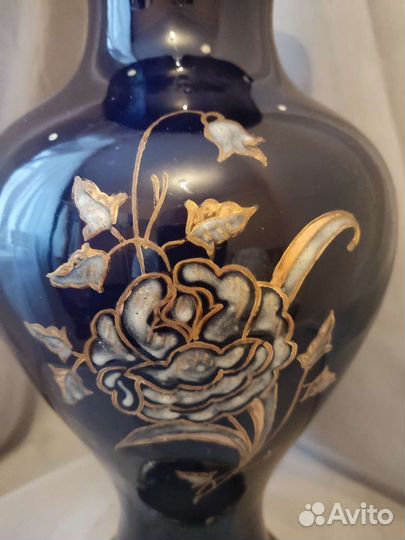 Ваза большая напольная. 38 см. Кобальт. Винтаж