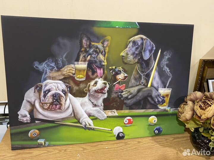 Картины Собаки играют в бильярд