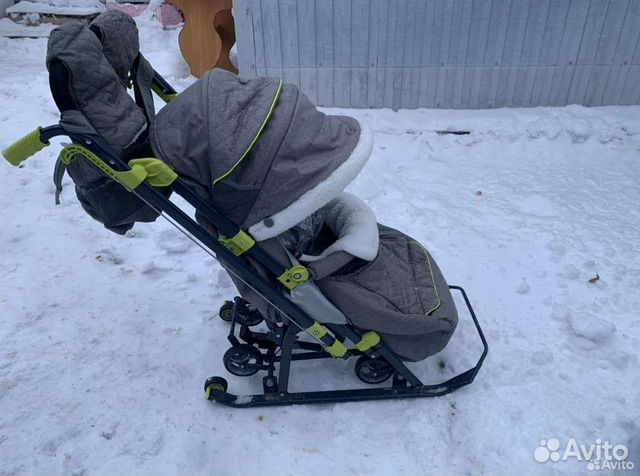 Детские санки коляска бу с колесами