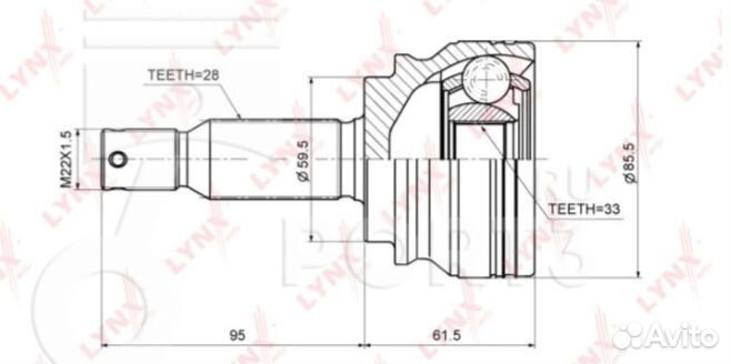 Шрус наружный mitsubishi lancer 10. 1,8-2.0