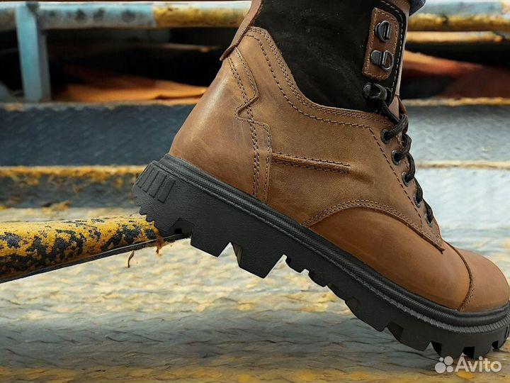 Зимние ботинки в стиле timberland кожаные