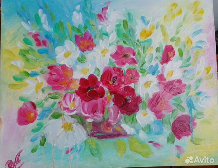 Картины маслом полевые цветы