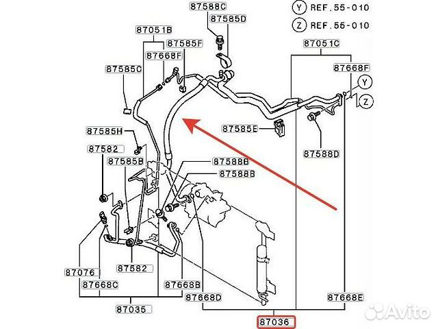 Трубка кондиционера Lancer Outlander