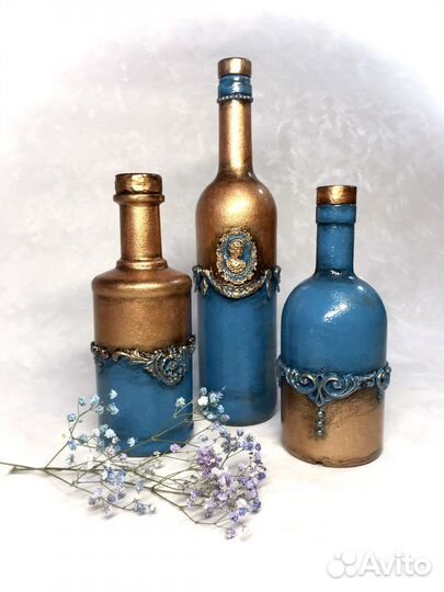 Набор из 3-х бутылок для напитков и декора