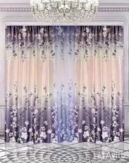 Шторы блэкаут с тюлью органза для гостиной