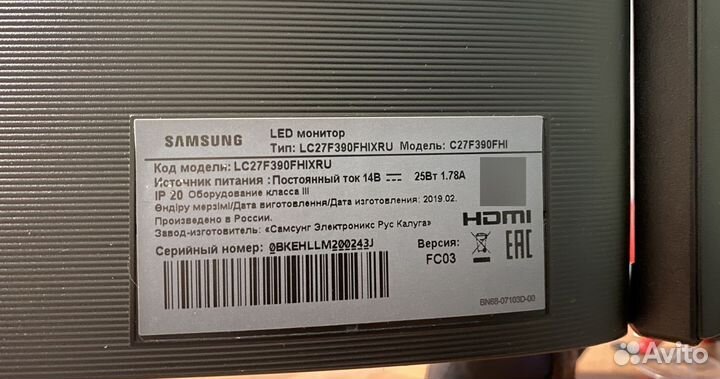 Монитор Samsung LC27F390FHI