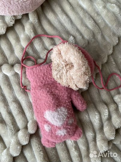 Пушистые наушники + подарок (рукавички)