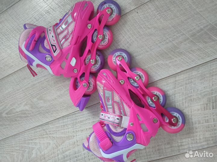 Роликовые коньки светящиеся детские раздвижные