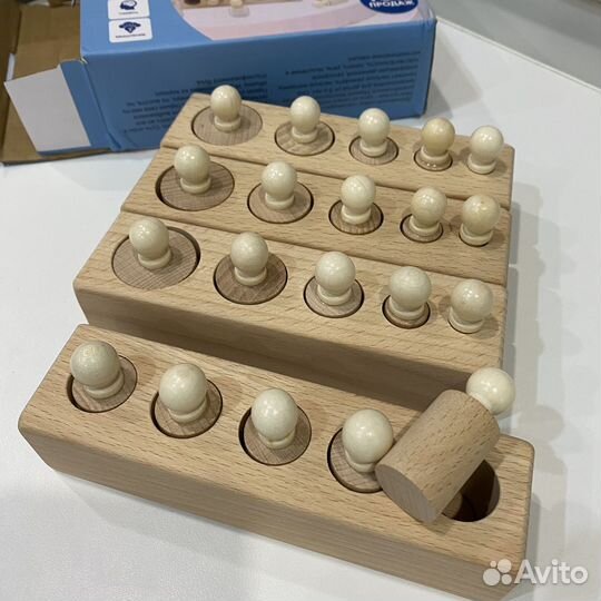 Деревянные цилиндры Монтессори + книги