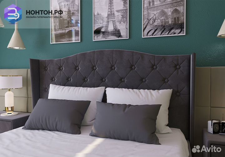 Кровать Флоренция велюр серый