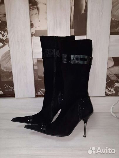 Кожаные сапоги 35-36 р