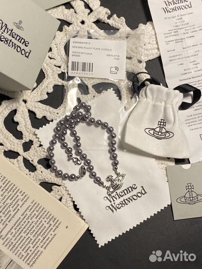 Vivienne Westwood Mini Bas Relief серое колье