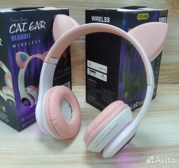 Светящиеся наушники с ушками кошки