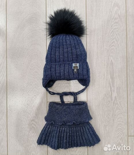 Зимняя шапка и снуд 9-18 мес