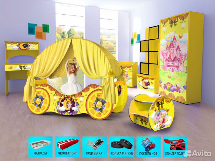 Детская кровать карета для девочки