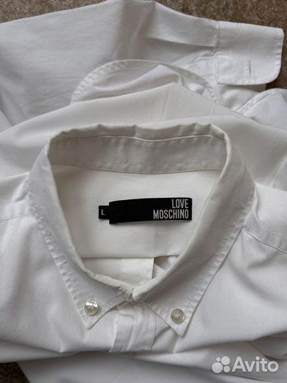 Мужская рубашка белая L Love Moschino