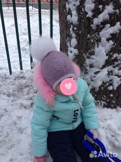 Шапка вязаная детская двойная на заказ