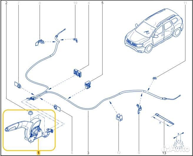 Рычаг ручного тормоза Renault Duster F4R 2021