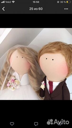 Куклы Свадебные по фото (на Годовщину)