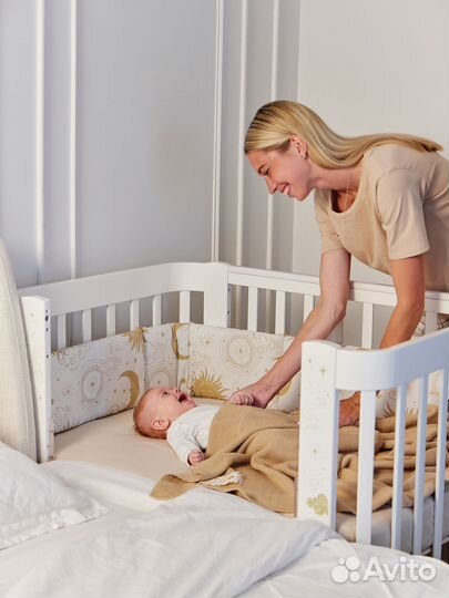 Бортик в кроватку (бежевый) от Happy baby