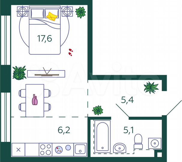 Квартира-студия, 34,3 м², 28/28 эт.