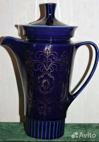 Кувшин кобальт с позолотой фарфор Возрождение
