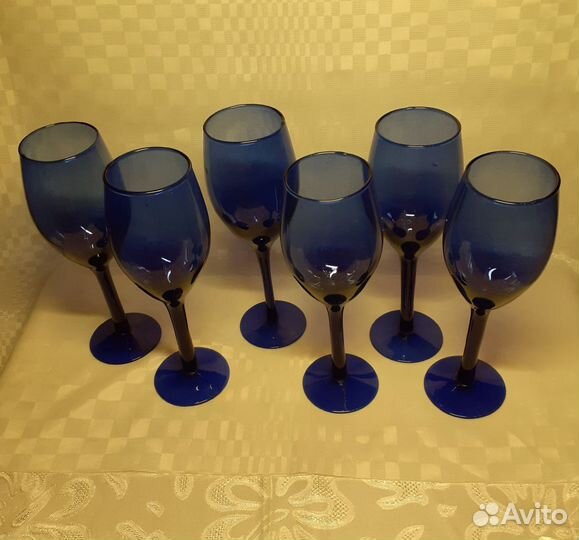 Фужеры кобальтовое стекло