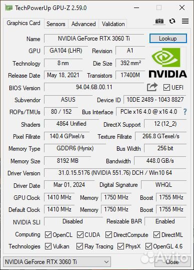Asus Tuf Gaming RTX 3060ti