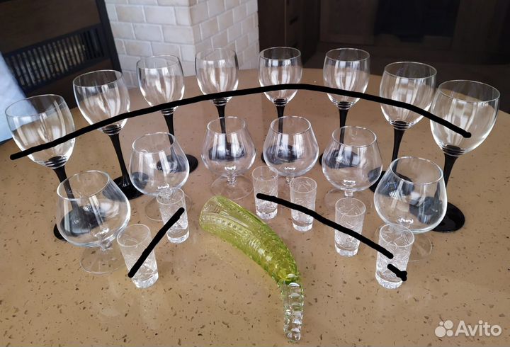 Хрустальный рог, бокалы для коньяка