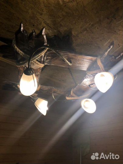 Люстра в рустикальном стиле для бани, беседки