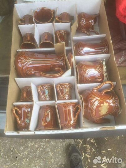 Глиняный чайно-кофейный сервиз новый