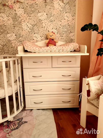 Детская кровать трансформер с маятником комод