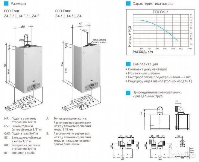 Котел газовый настенный Baxi ECO Four 24 F (Новый)