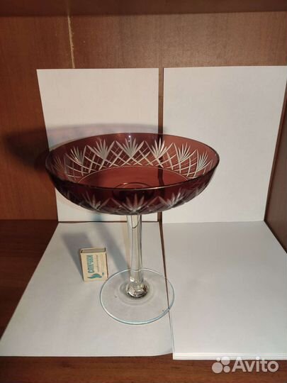 Ваза фруктовница. Богемское стекло