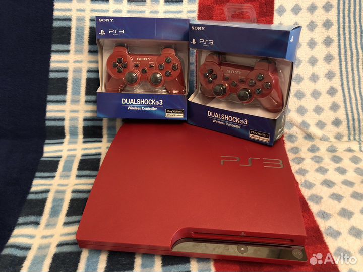 Sony PS3 Scarlet Red 500Gb + 111 игр и 2 джойстика