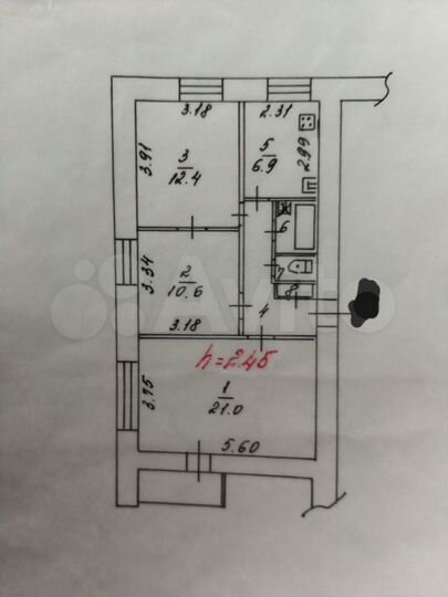 3-к. квартира, 60,2 м², 1/9 эт.