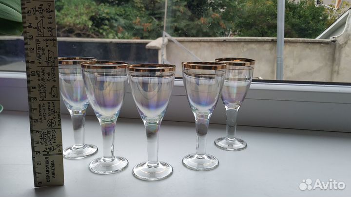 Рюмки. Радужное стекло. Винтаж гдр. Комплект из 5ш