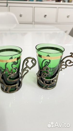 Рюмки с подстаканиками - латунь