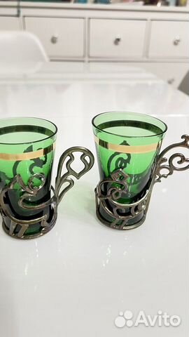 Рюмки с подстаканиками - латунь