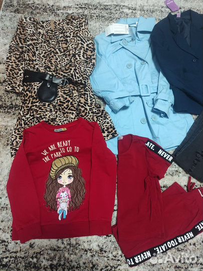 Одежда для девочки пакетом 128-134 джинсы платье