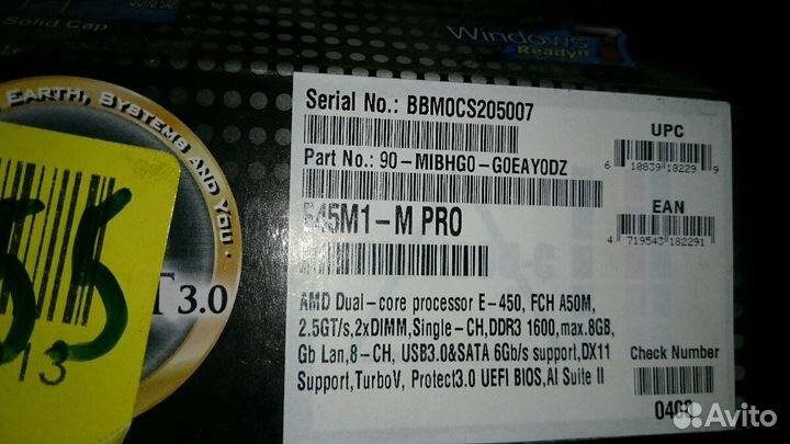 Материнская плата Asus micro ATX с процессором на