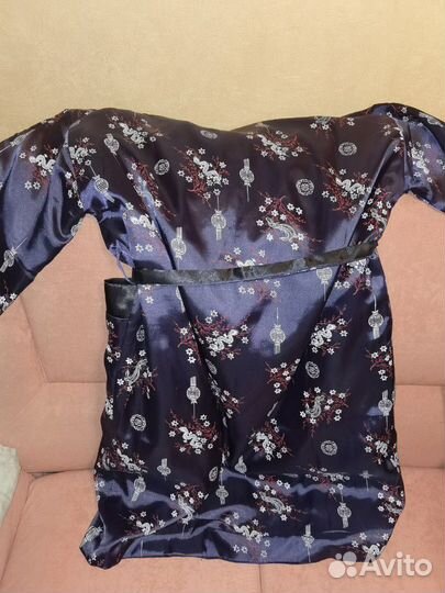 Кимано Унисекс Шелк Двухсторонее Синее+ Черное